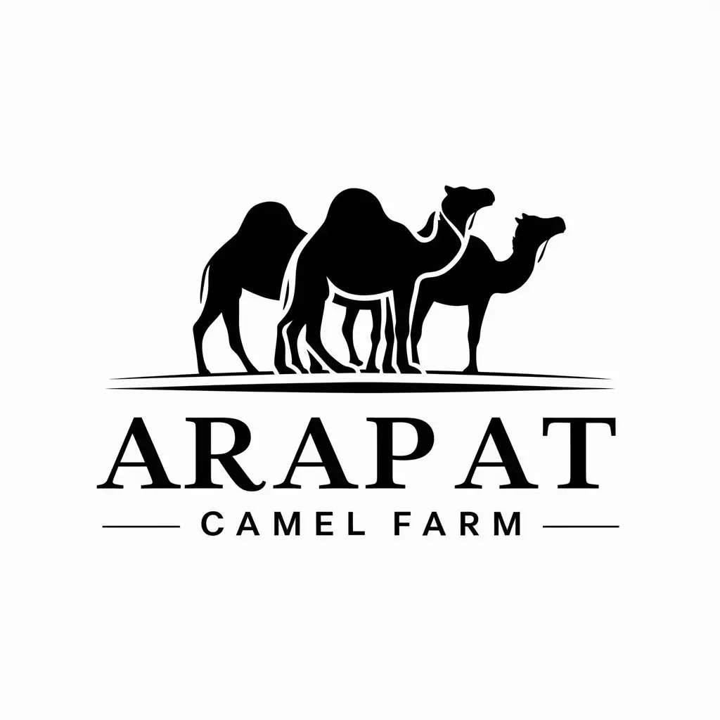 a vector logo design,with the text "ArapatCamel farm", main symbol:a group of camels,complex,be used in Animals Pets industry,clear background