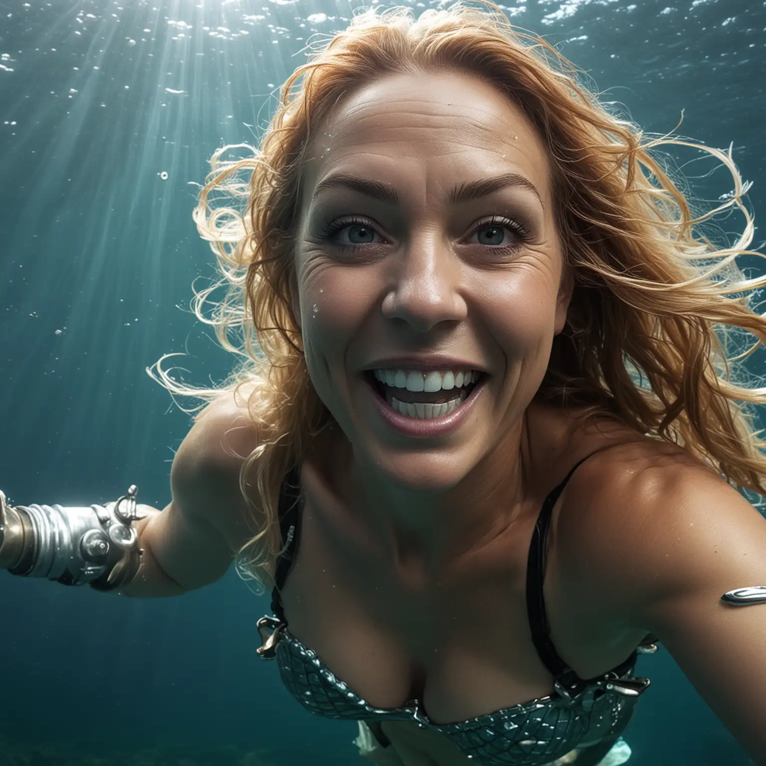 Mature-Mermaid-Hunting-Divers-Underwater