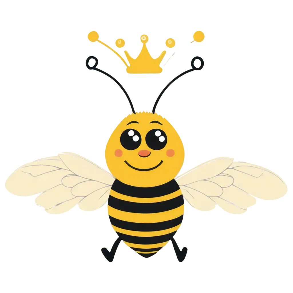 Cartoon-Bee-with-Crown-PNG-Playful-and-Regal-Illustration