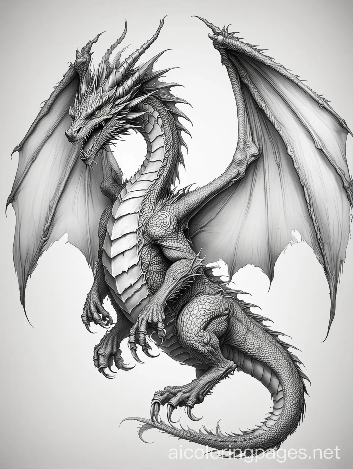 Dragon-Coloring-Page-Detailed-Dragon-Illustration-for-Coloring-Black-and-White