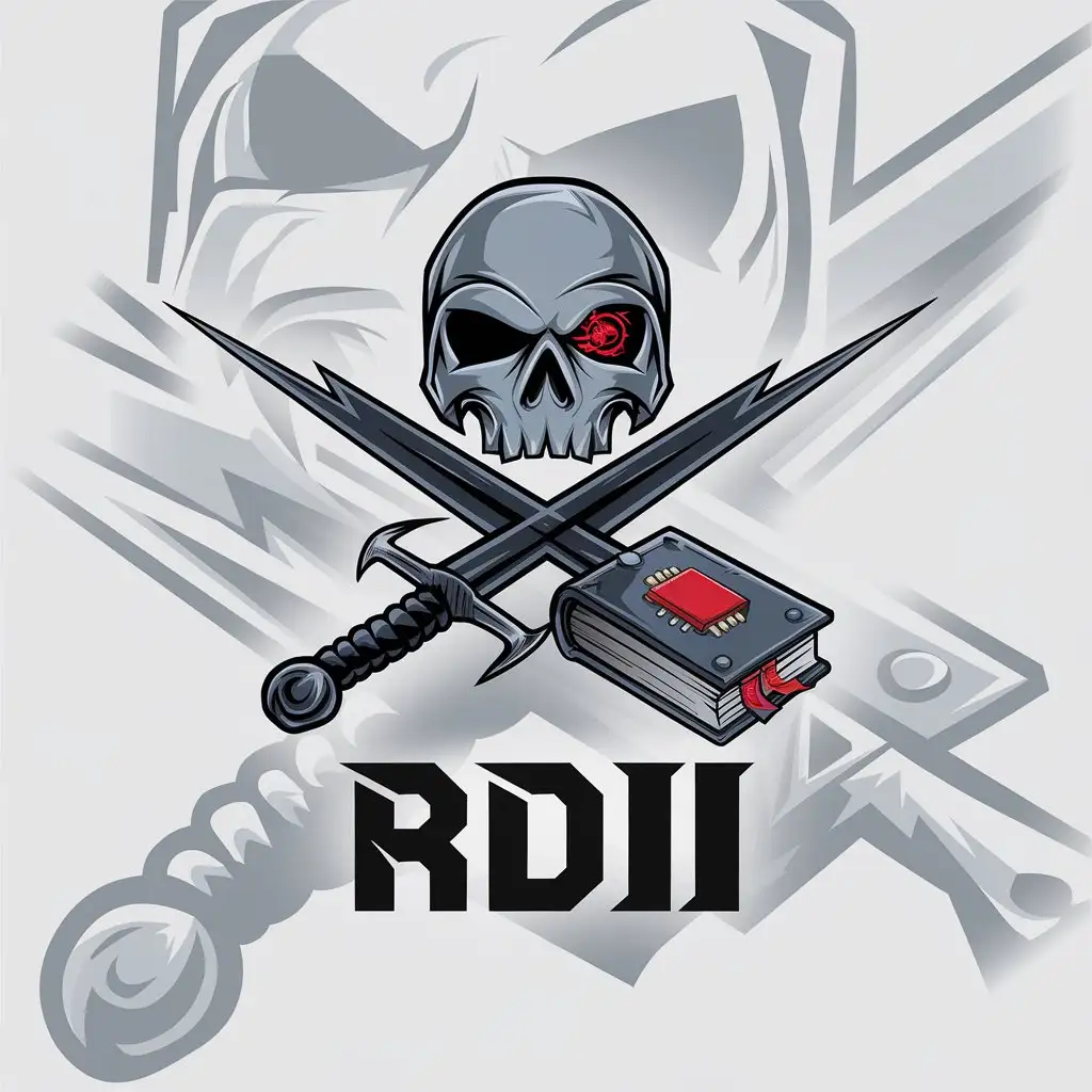 LOGO Design for RDI Cyber Red Eye Skull with Metal Sword and Book Cross