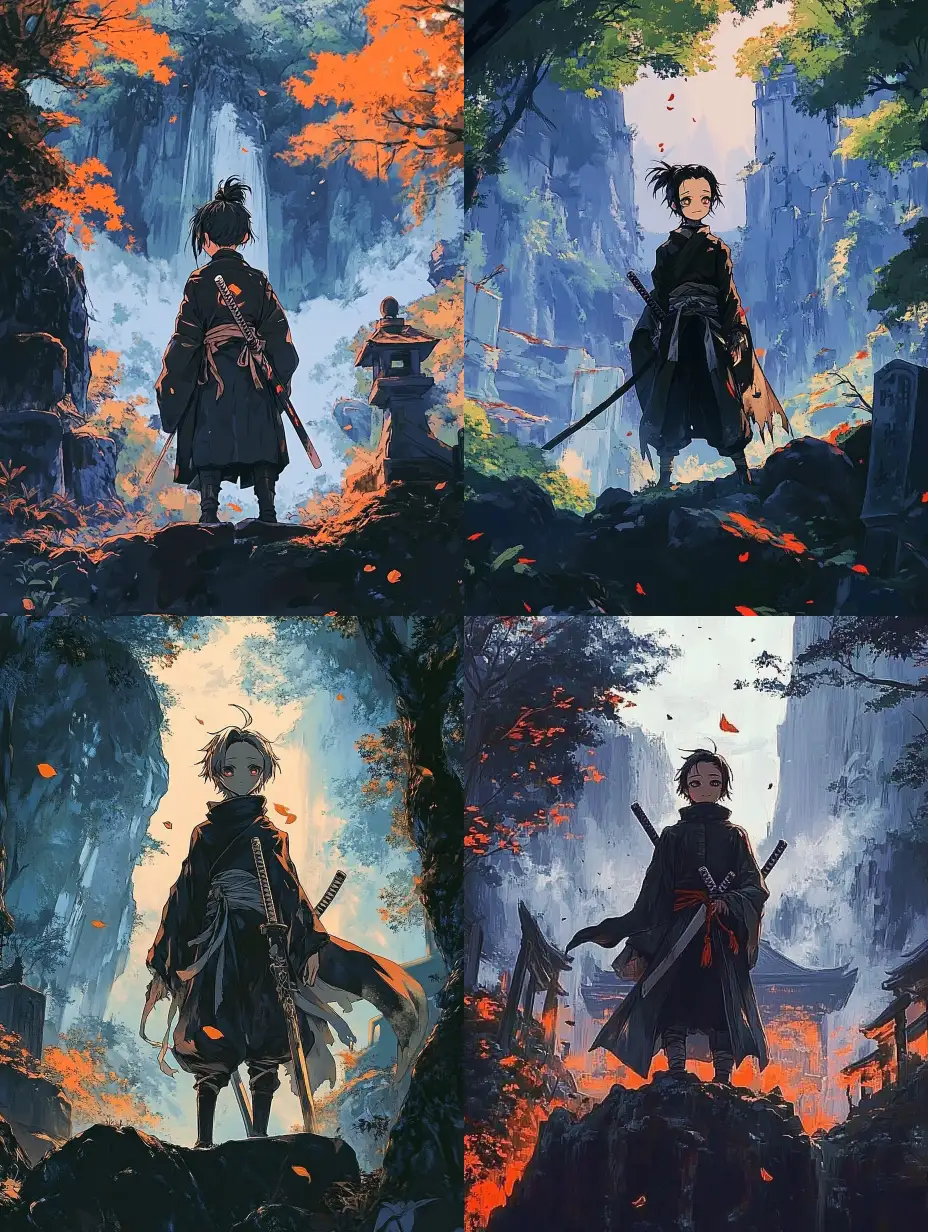 Gothic-Ninja-Character-in-a-Mountain-Forest-Setting