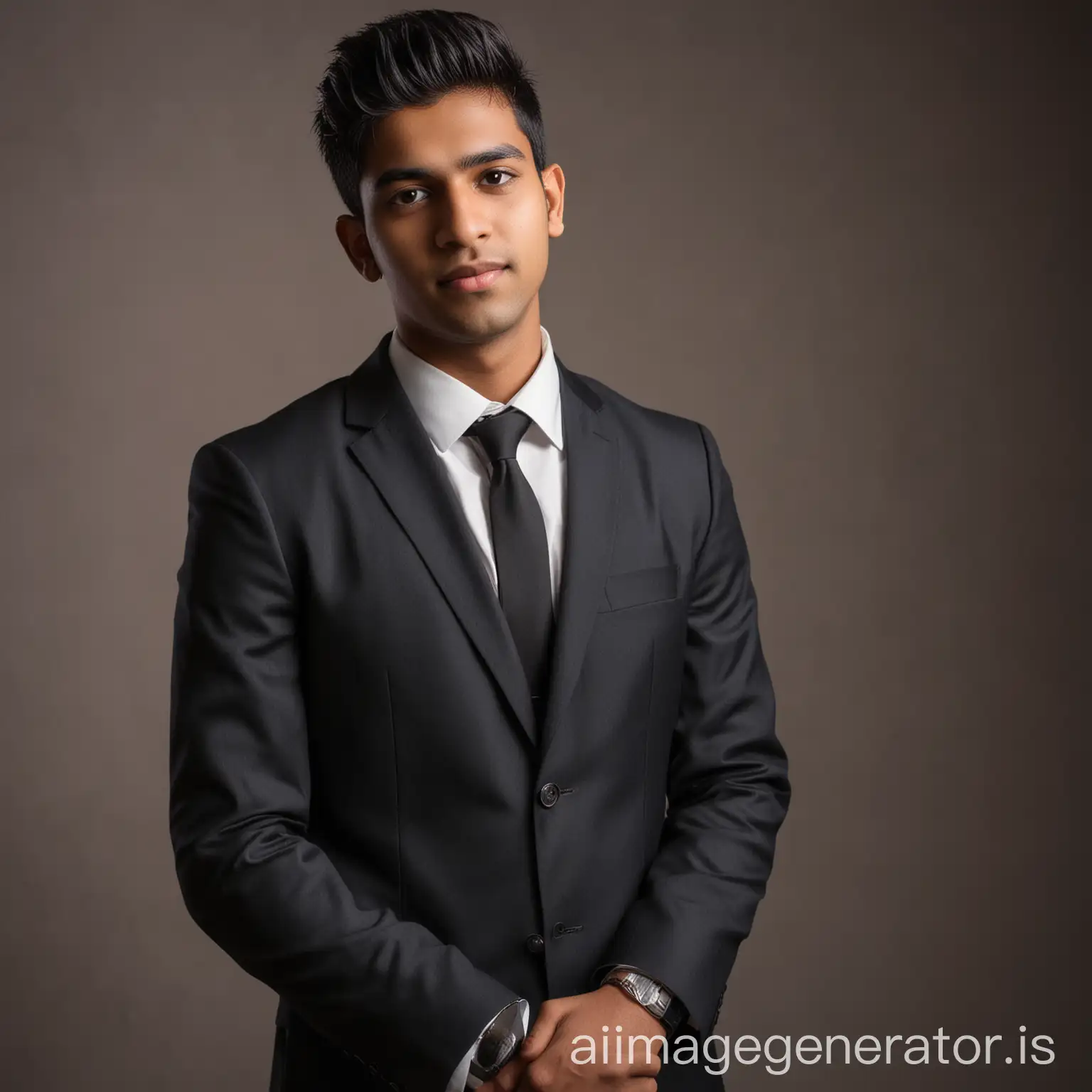 25 year old indian boy With fair skin  and narrow body Posing for a linkedin picture in formals formed light in background