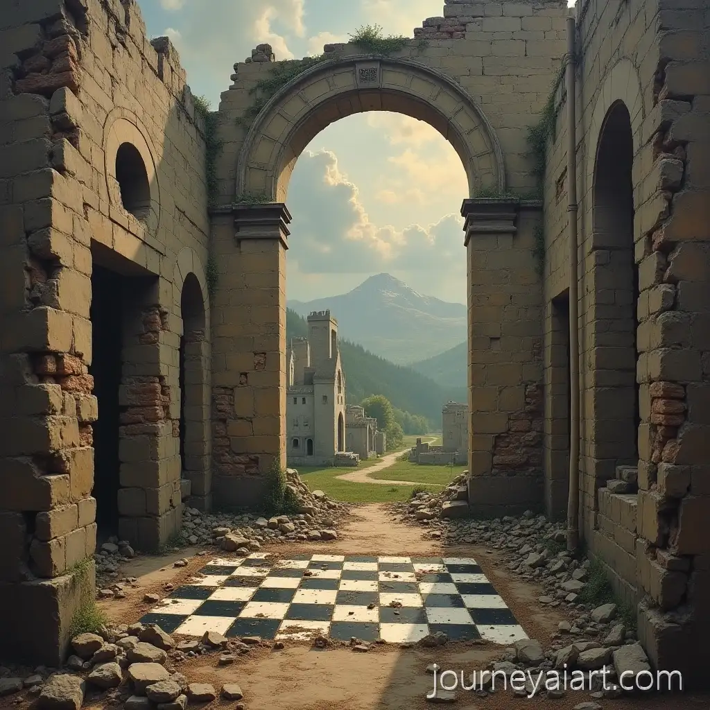Ancient-Chessboard-in-Ruins-with-Painted-Artwork