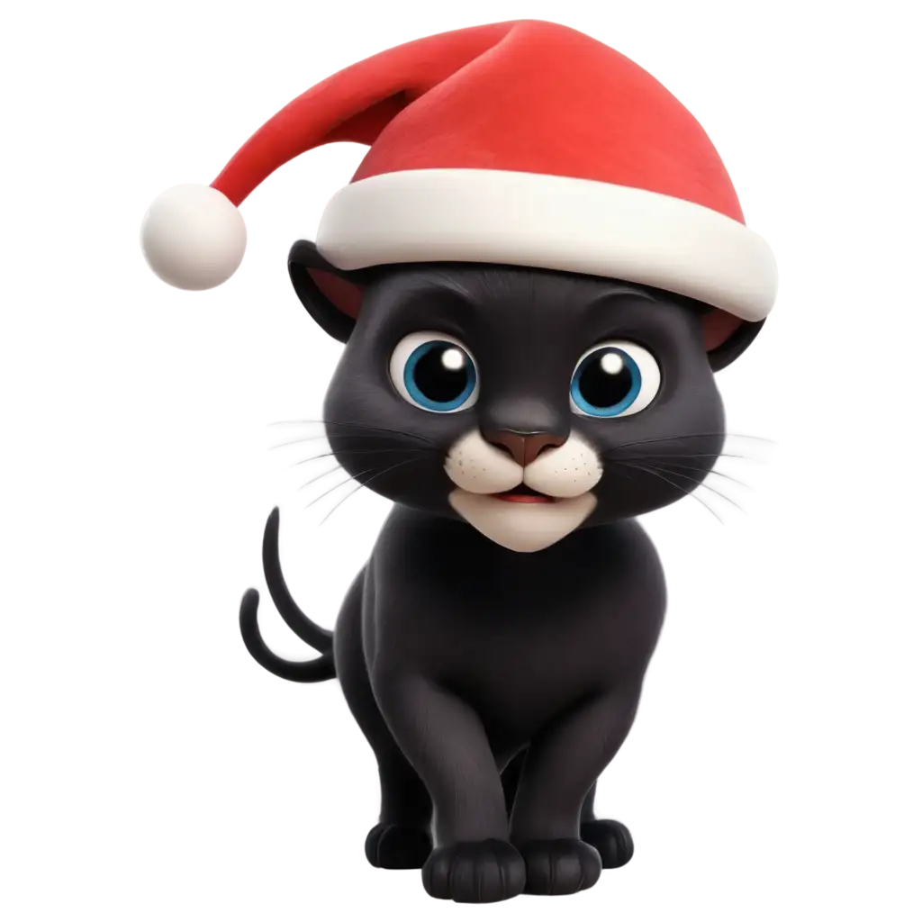 Animated-Panther-in-Santa-Claus-Hat-PNG-Perfect-for-Holiday-Designs