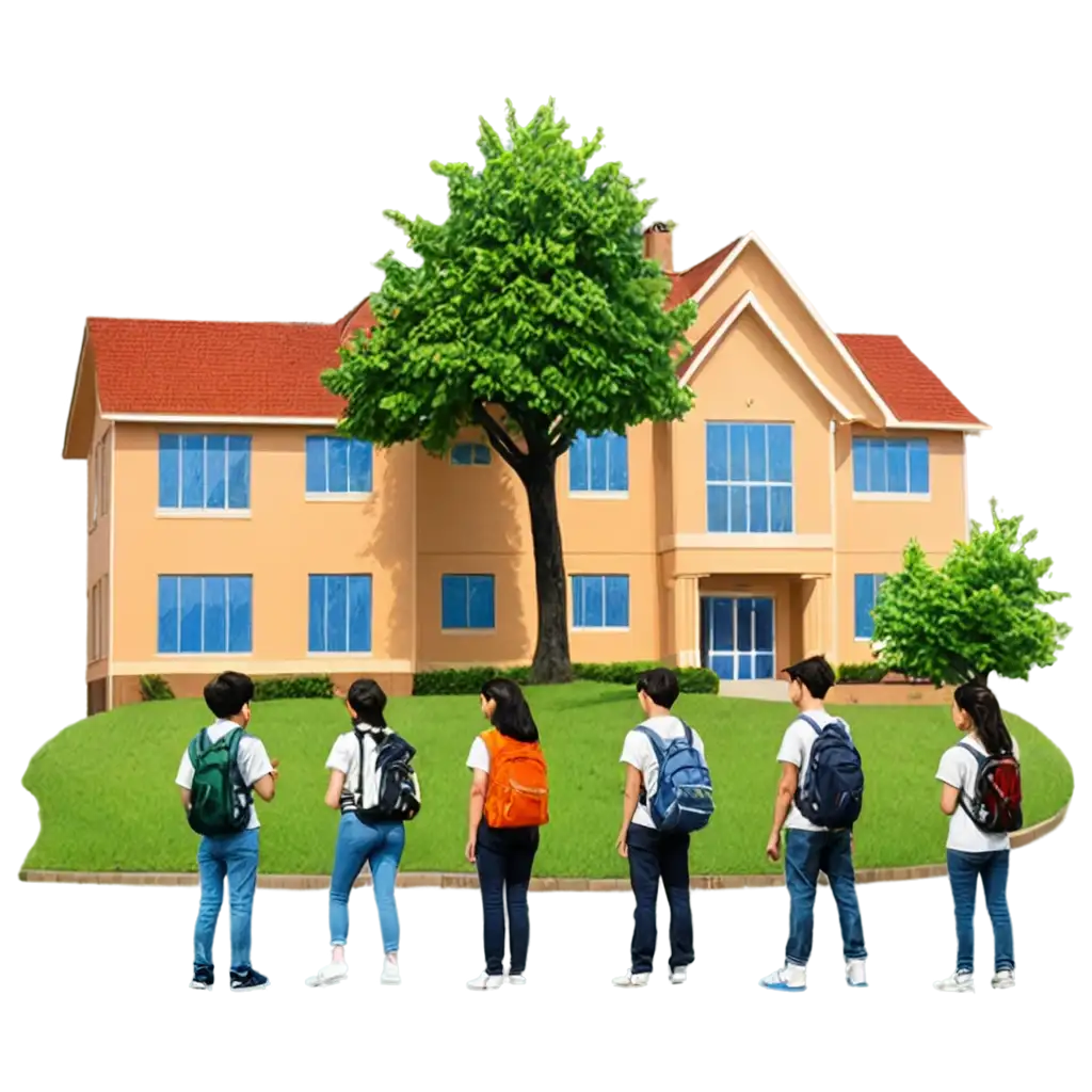 School-Building-with-Tree-and-Student-PNG-Image-for-Educational-and-Creative-Projects