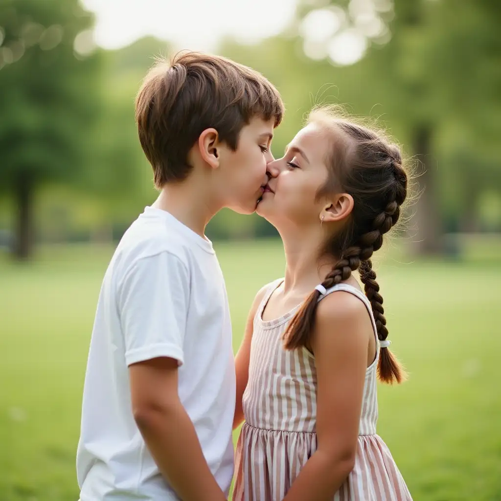 Two-Children-Sharing-a-Kiss-in-the-Park