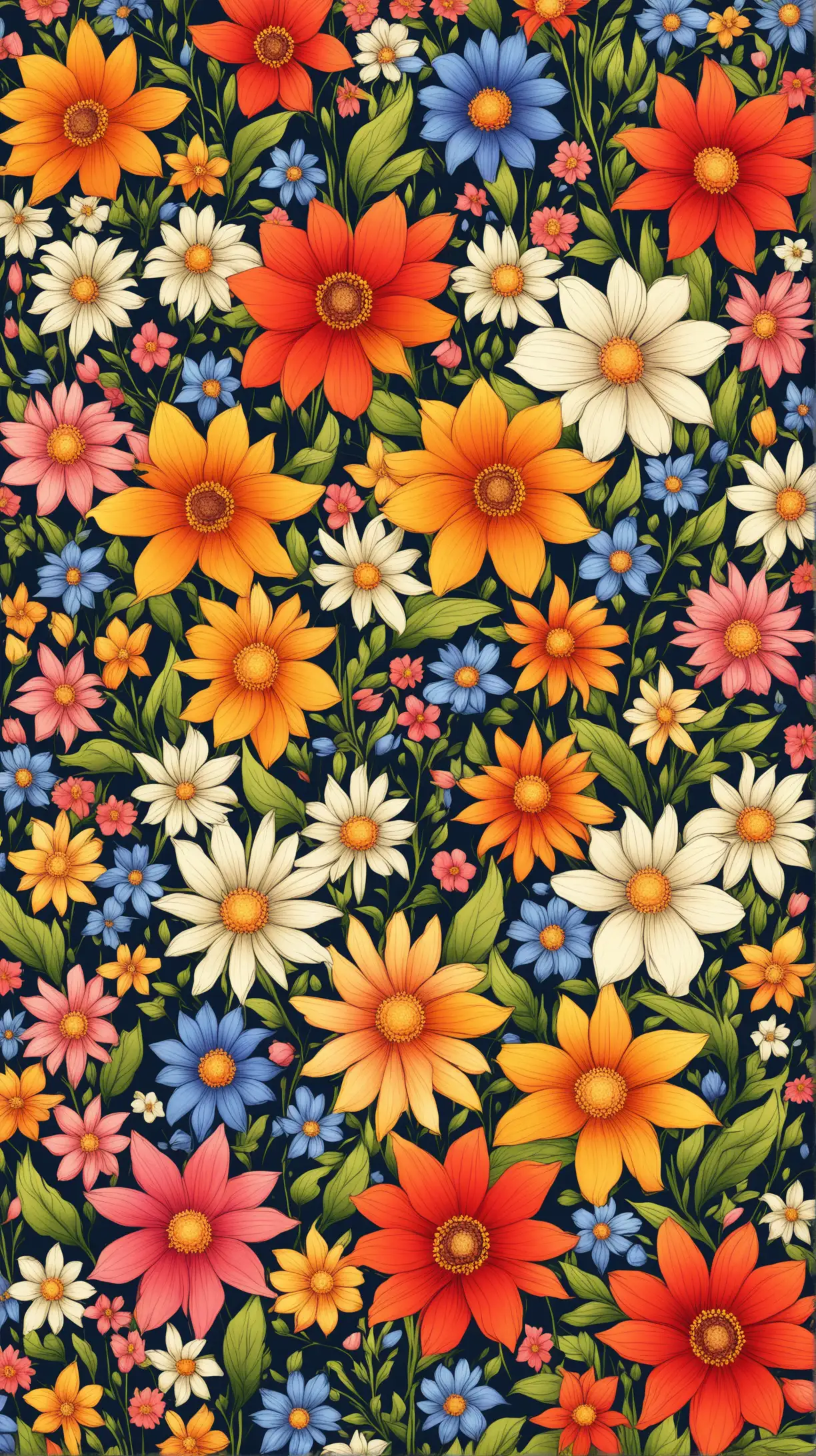 Vibrant Floral Background with Bright Beautiful Flowers