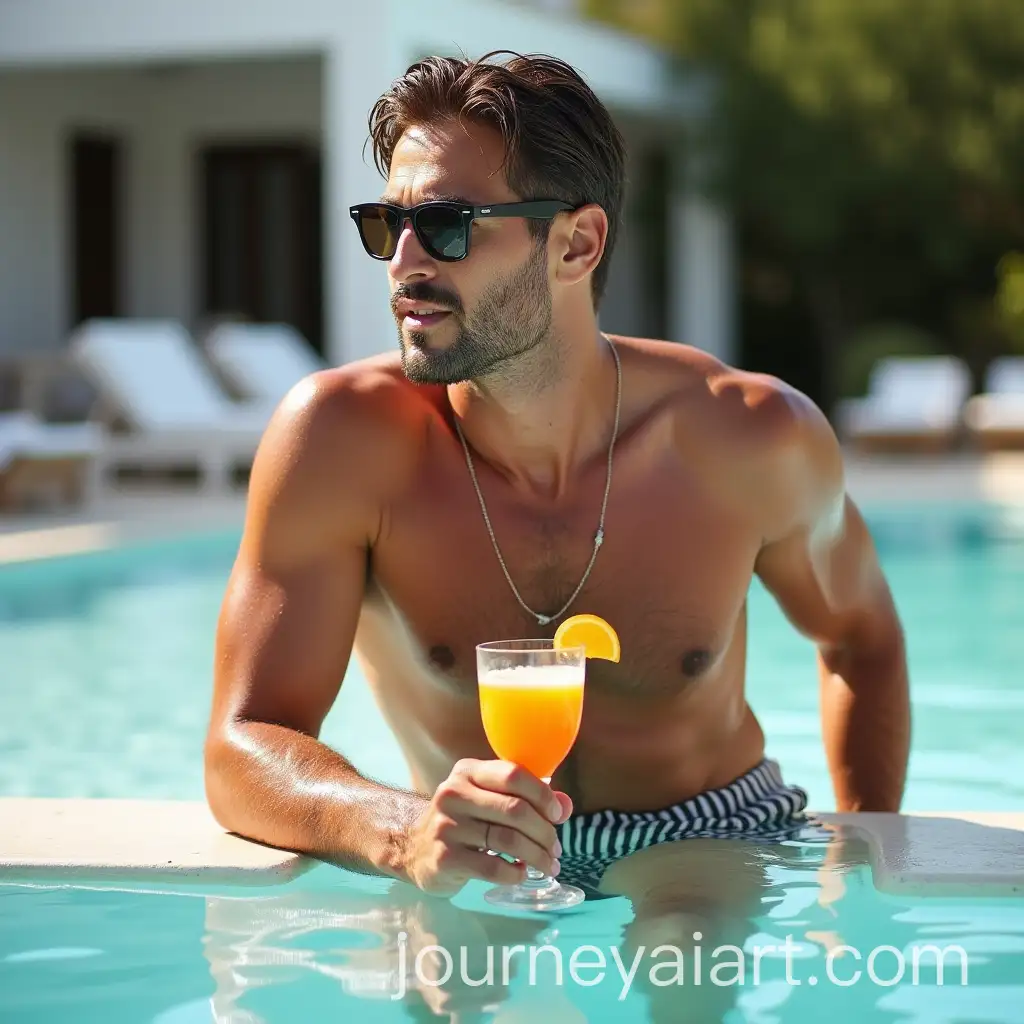 Man-Enjoying-an-Orange-Spritz-by-the-Pool-in-Calabrese-Style