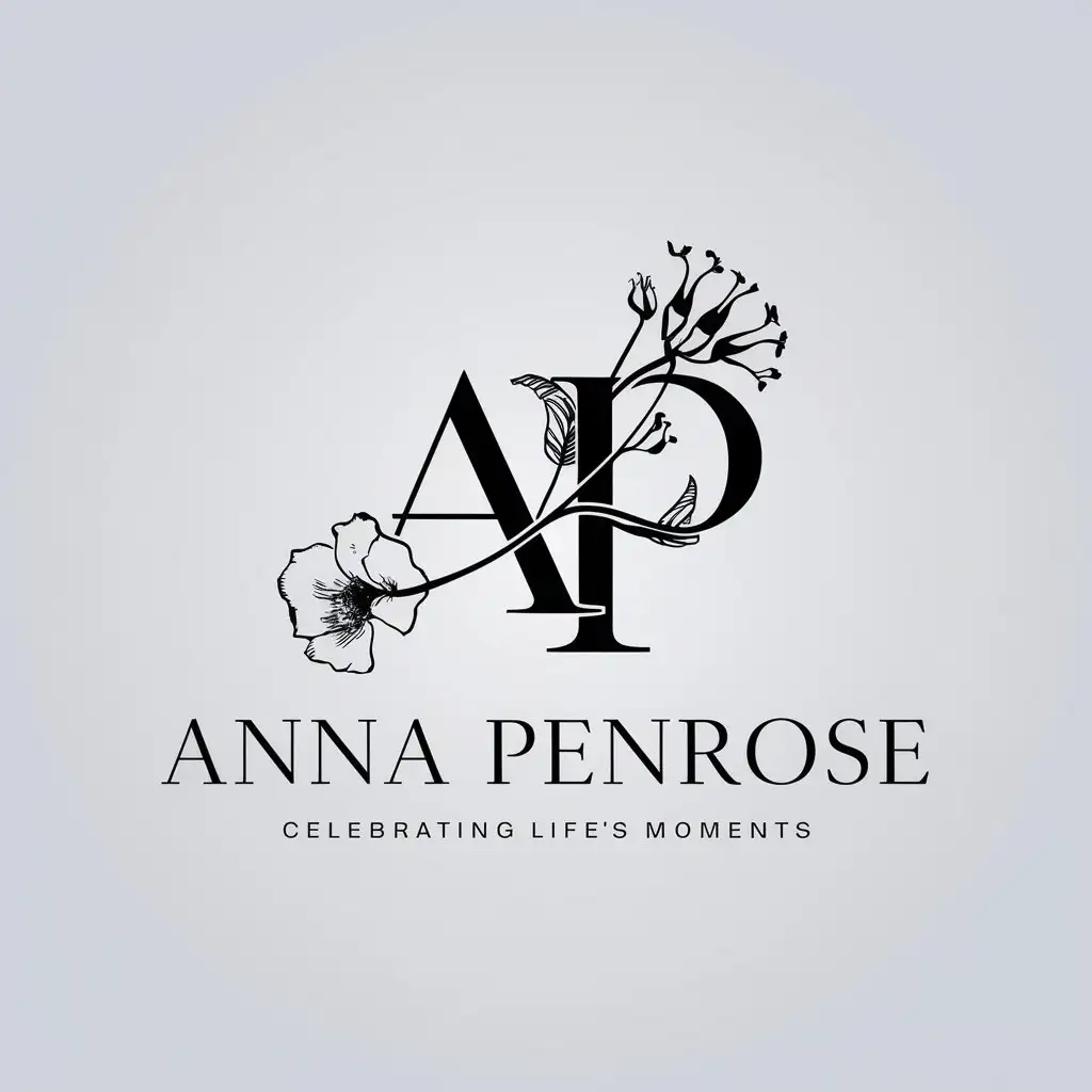 LOGO Design For Anna Penrose Elegant AP Initials with Floral Elements in Minimalist Style