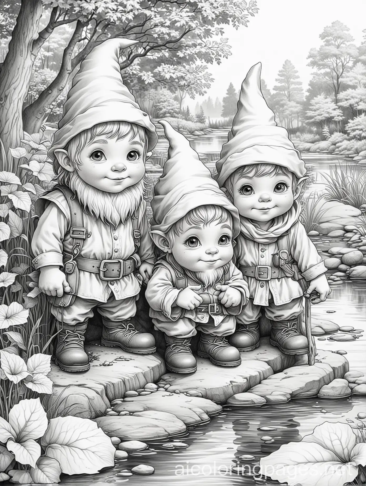 Adorable-Young-Gnome-Brothers-at-a-Tranquil-Pond