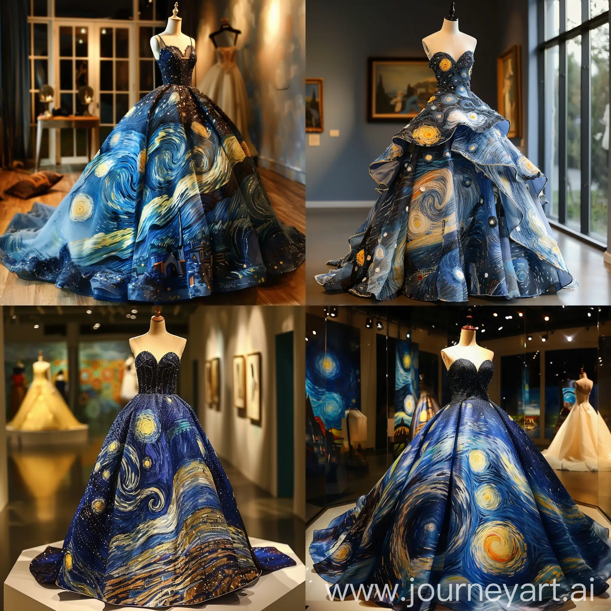 Wedding-Dress-with-Starry-Night-Design-by-Vincent-Van-Gogh