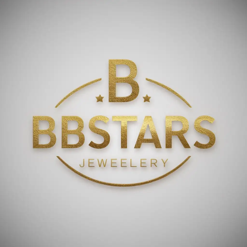 a vector logo design,with the text "BBSTARS", main symbol:A 'B' character on top, below is the logo name, with a 'B' character surrounded by an ellipse frame. The font color gradients into gold,Moderate,be used in jewelry industry,clear background