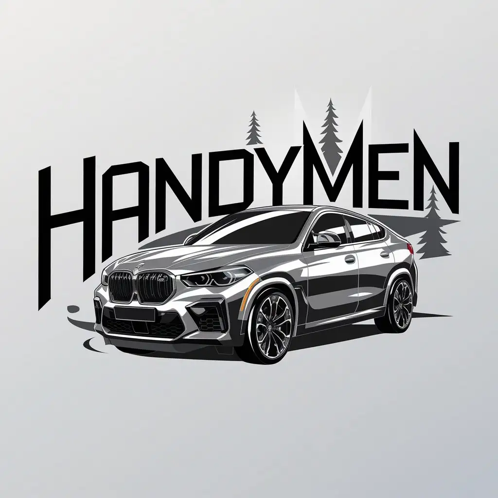 LOGO Design for HandyMen BMW X6M Car Background with Gray and Clear Elements