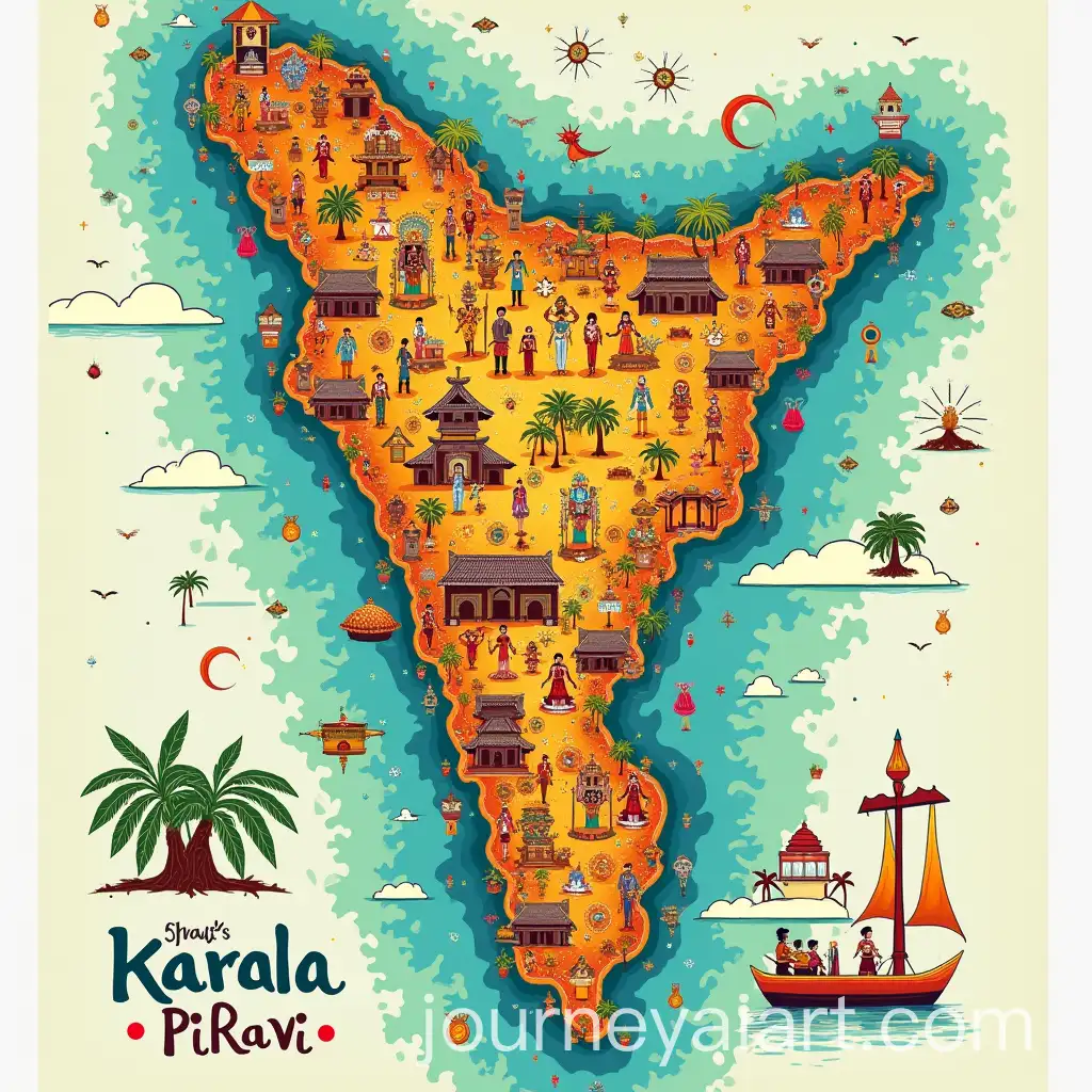 Vibrant-Kerala-Piravi-Poster-Showcasing-Cultural-Richness-and-State-Map