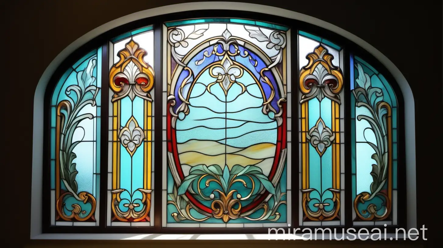 French Classic Style Stained Glass Windows in Tiffany Colors