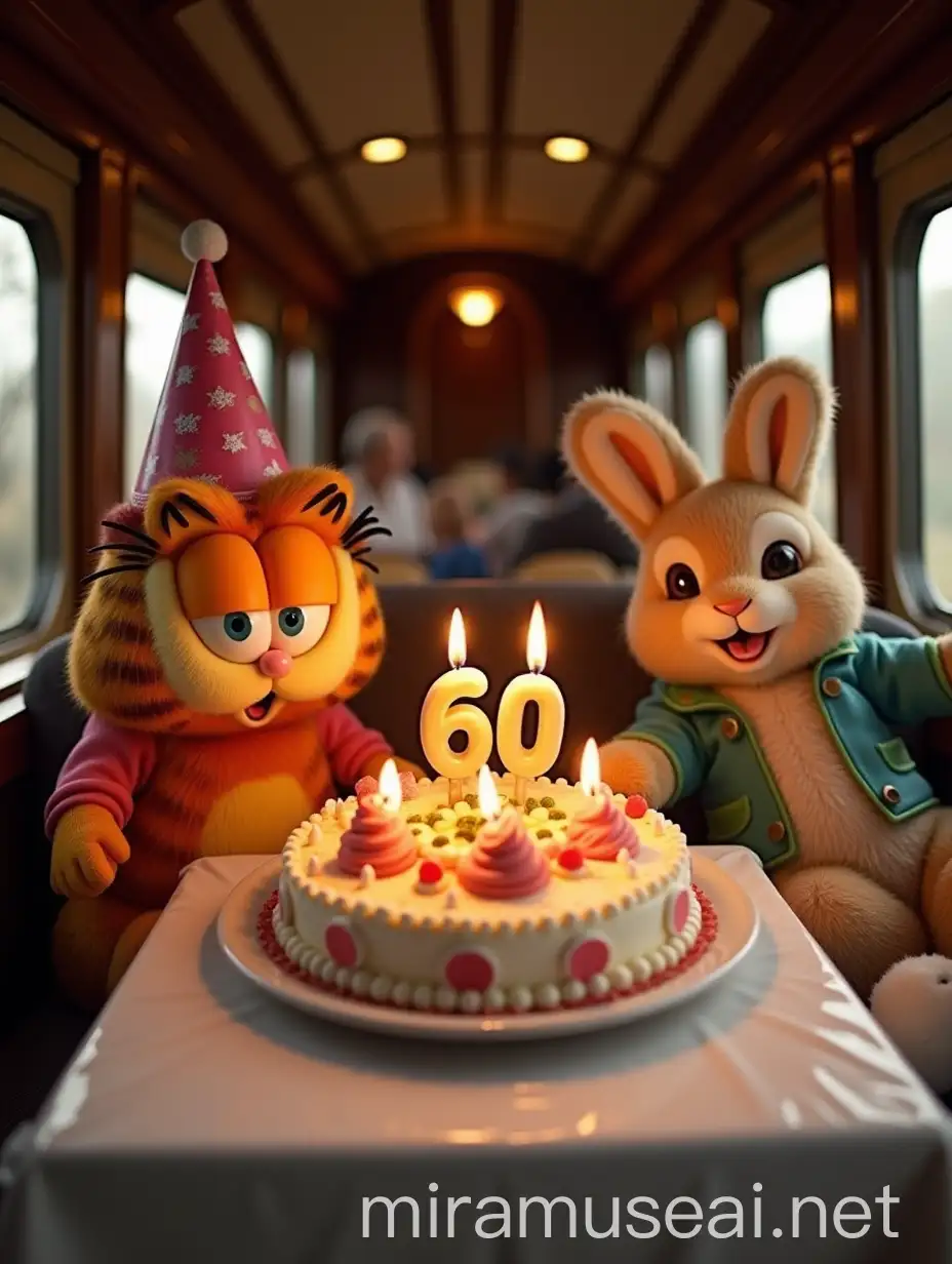 Luxurious Birthday Celebration with Garfield and Peter Rabbit on Train Carriage