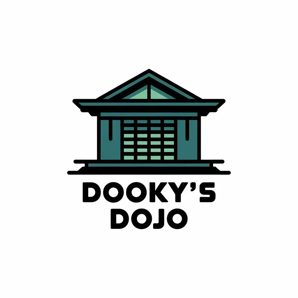 LOGO Design for Dookys Dojo Japanese Dojo Exterior with Modern Tech Vibes