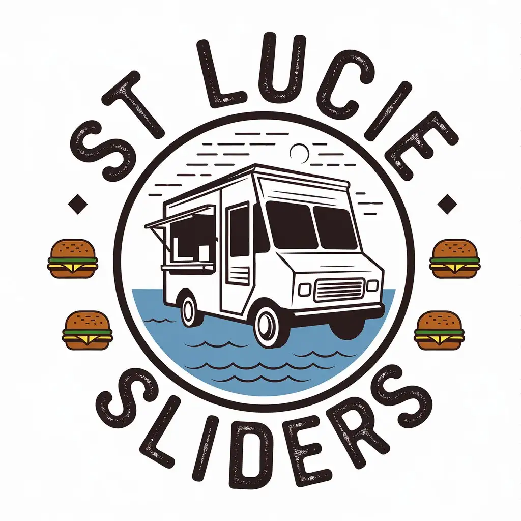 LOGO Design for St Lucie Sliders Food Truck Ocean and Cheeseburgers Theme for Restaurant Industry