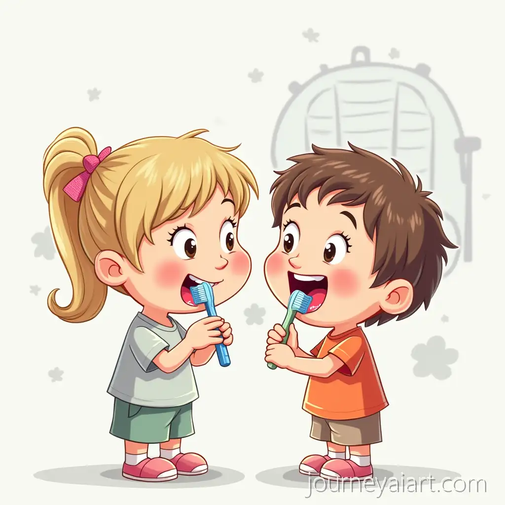 Children-Brushing-Their-Teeth-for-Coloring-in-Pixar-Style