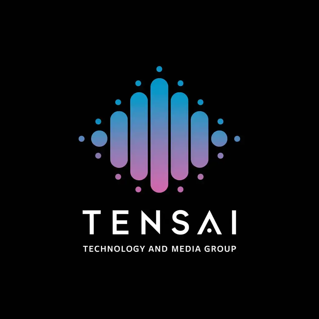 LOGO Design for Tensai Technology and Media Group Gradient BluetoPurple with Vertical Bars and Dots Symbol