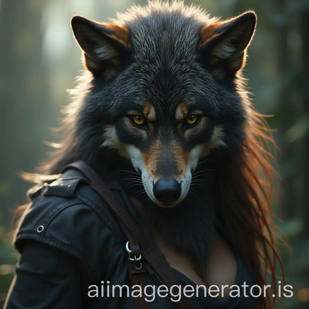 create an image of a she-wolf woman