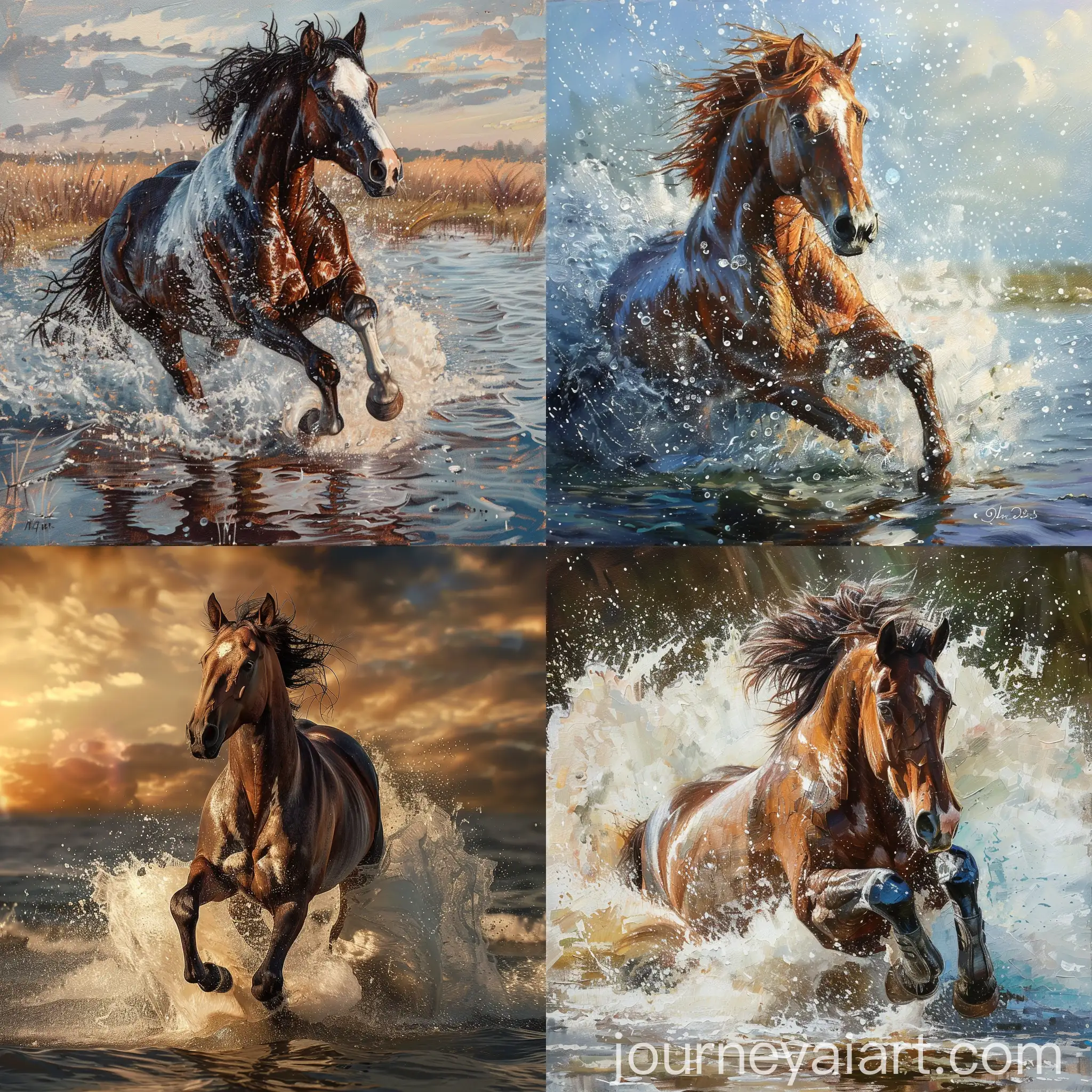Graceful-Horse-Running-in-Water