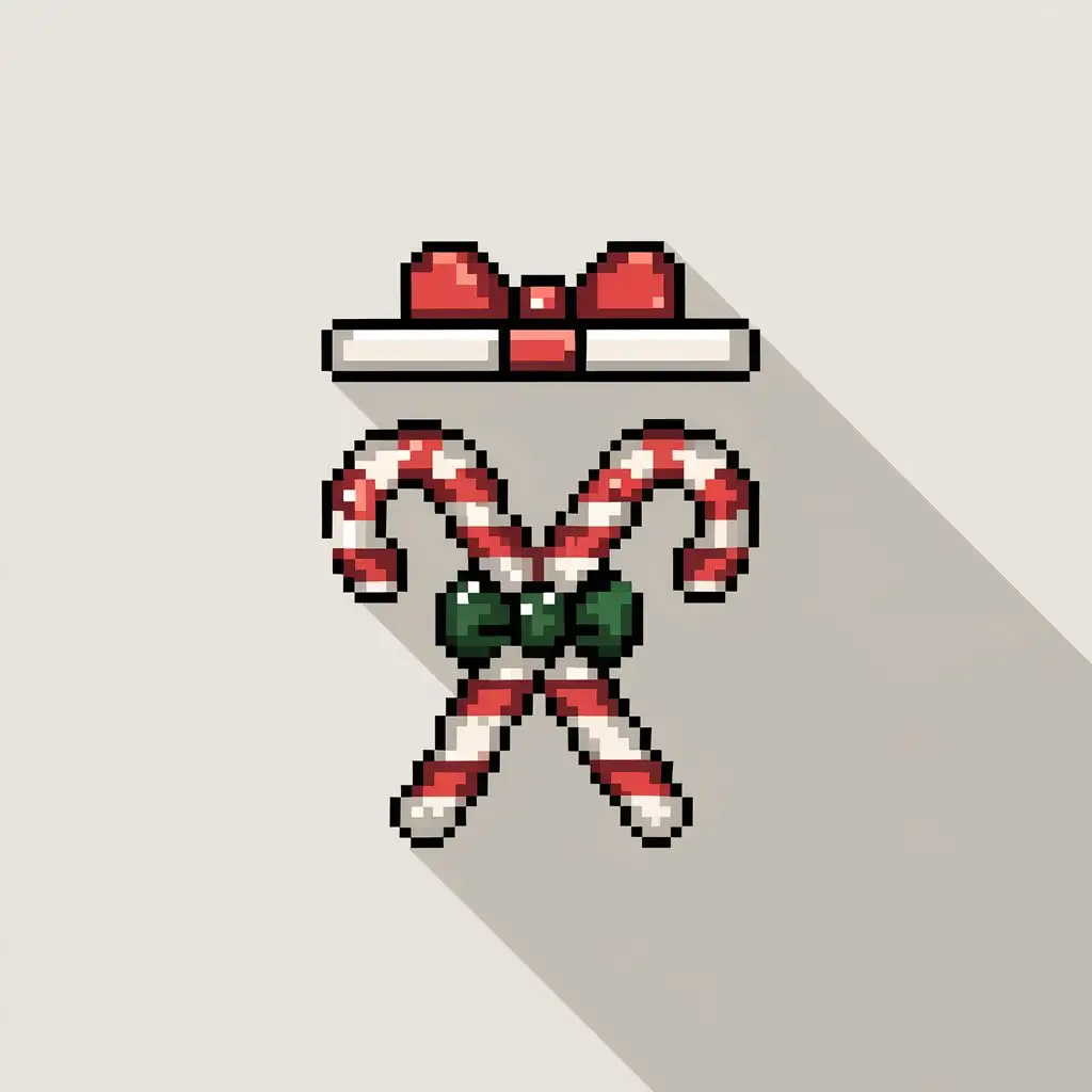 Pixel Art Candy Canes with Bow in a Box