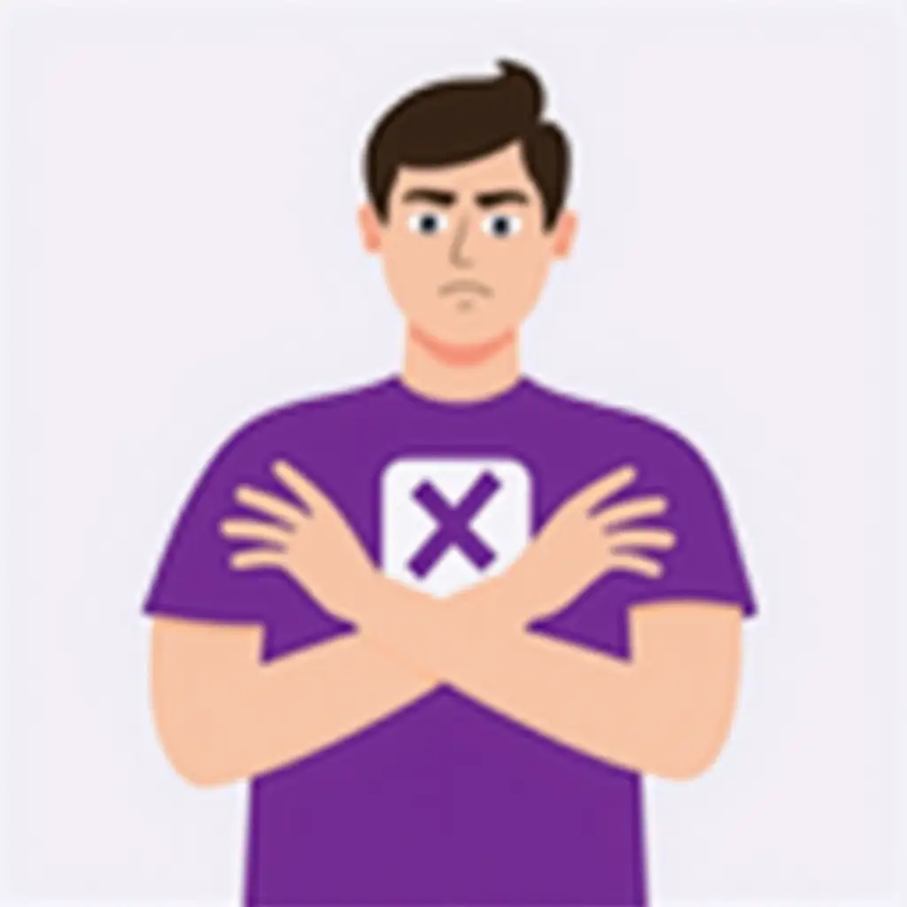 Cartoon-Character-with-Crossed-Arms-in-Purple-Shirt-and-White-Logo