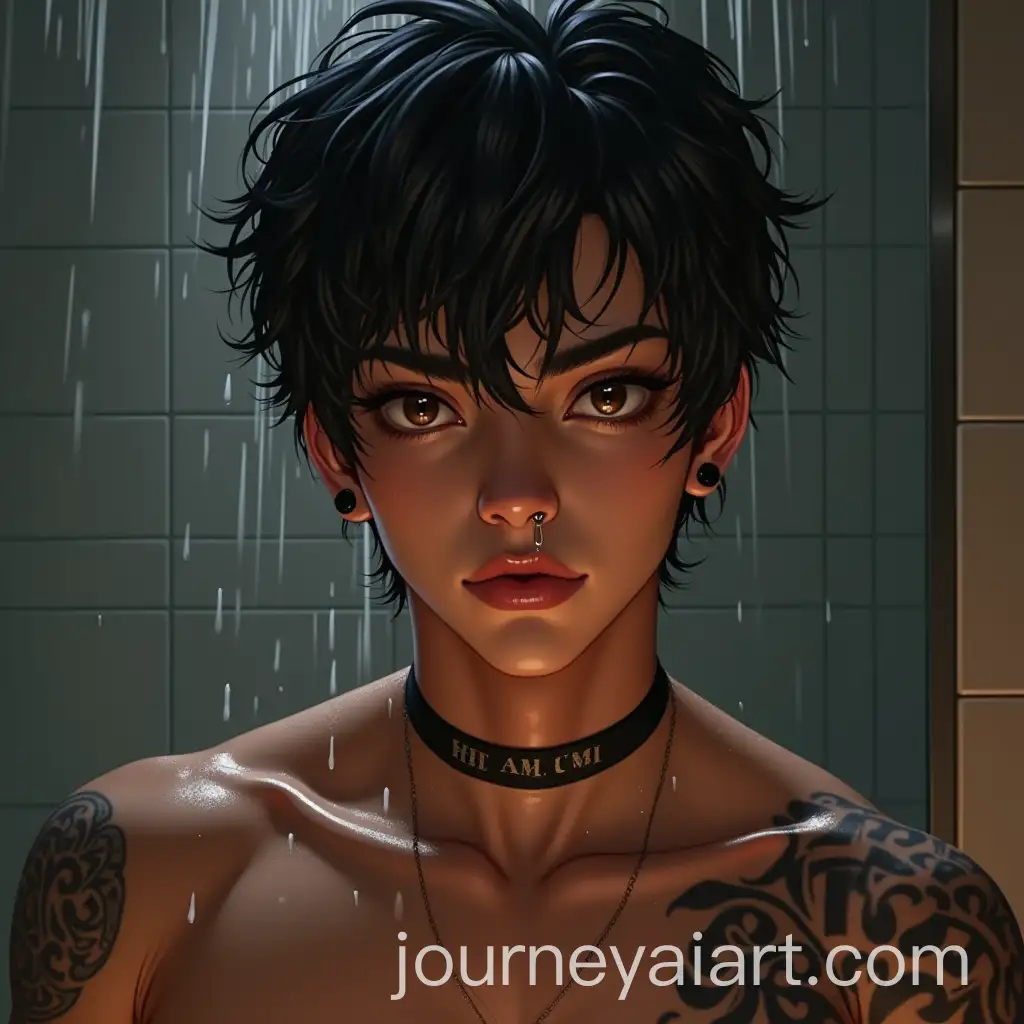 Handsome-Young-Man-with-Tattoos-and-Wet-Hair-in-Cinematic-Shower-Scene