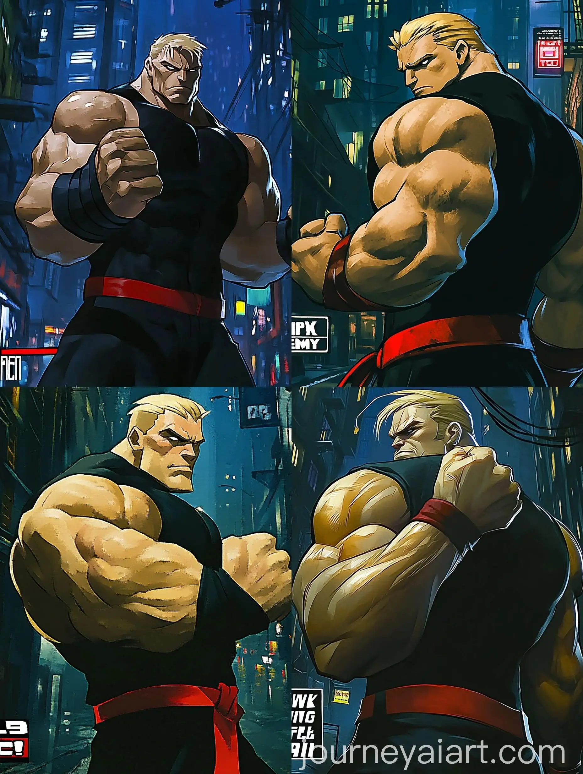 Muscular-Man-Climbing-Pose-in-Dark-Alley-Teenage-Mutant-Ninja-Turtles-Style