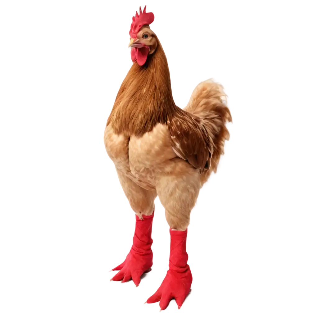 PNG-Image-of-a-Hen-Holding-a-Leg-Piece-in-Front-of-a-Shop-Perfect-for-Culinary-Illustrations