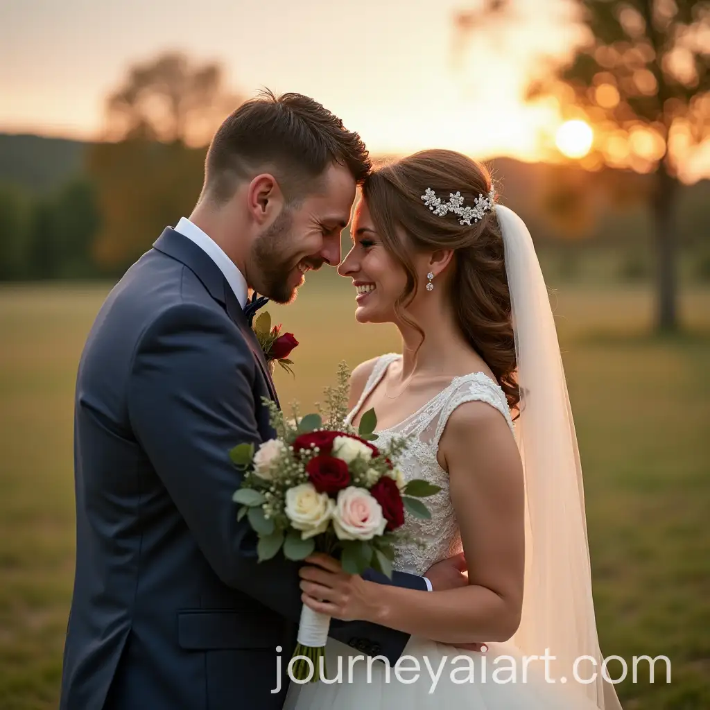 Romantic-Wedding-Scene-with-Smiling-Bride-and-Groom-Outdoors