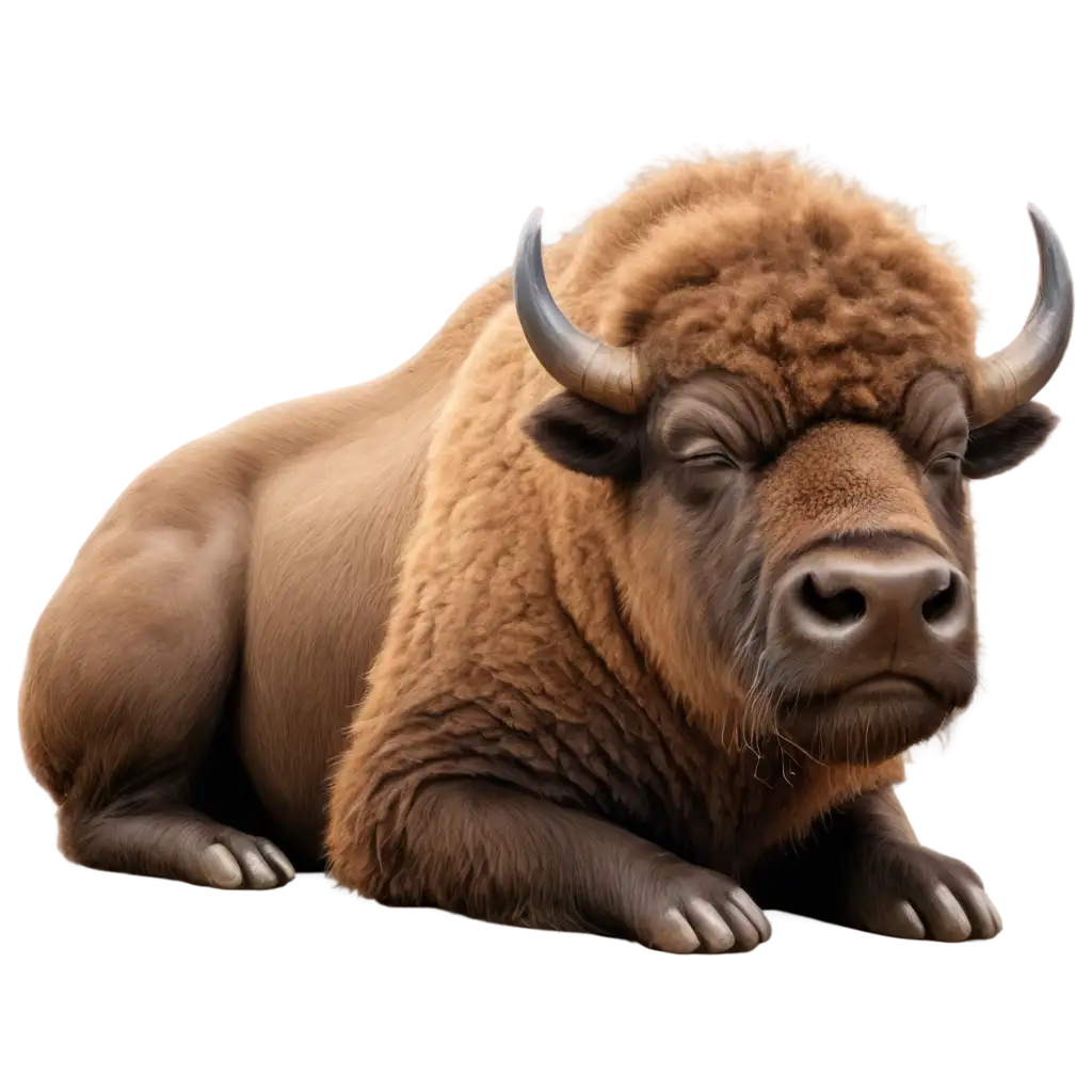 Adorable-Cartoon-European-Bison-Sleeping-HighQuality-PNG-for-Creative-Use