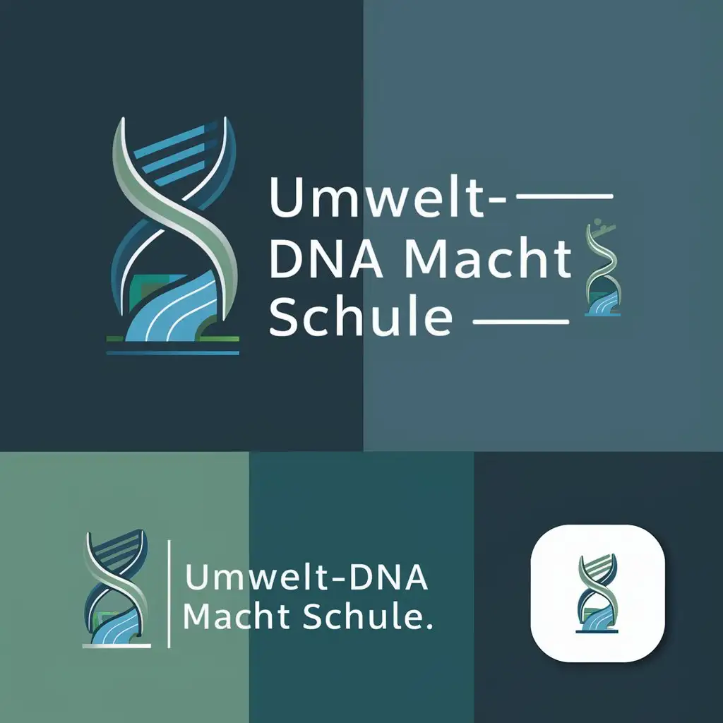 LOGO Design for UmweltDNA macht Schule Modern Corporate Design with DNA Stream Water and eDNA Metabarcoding Theme