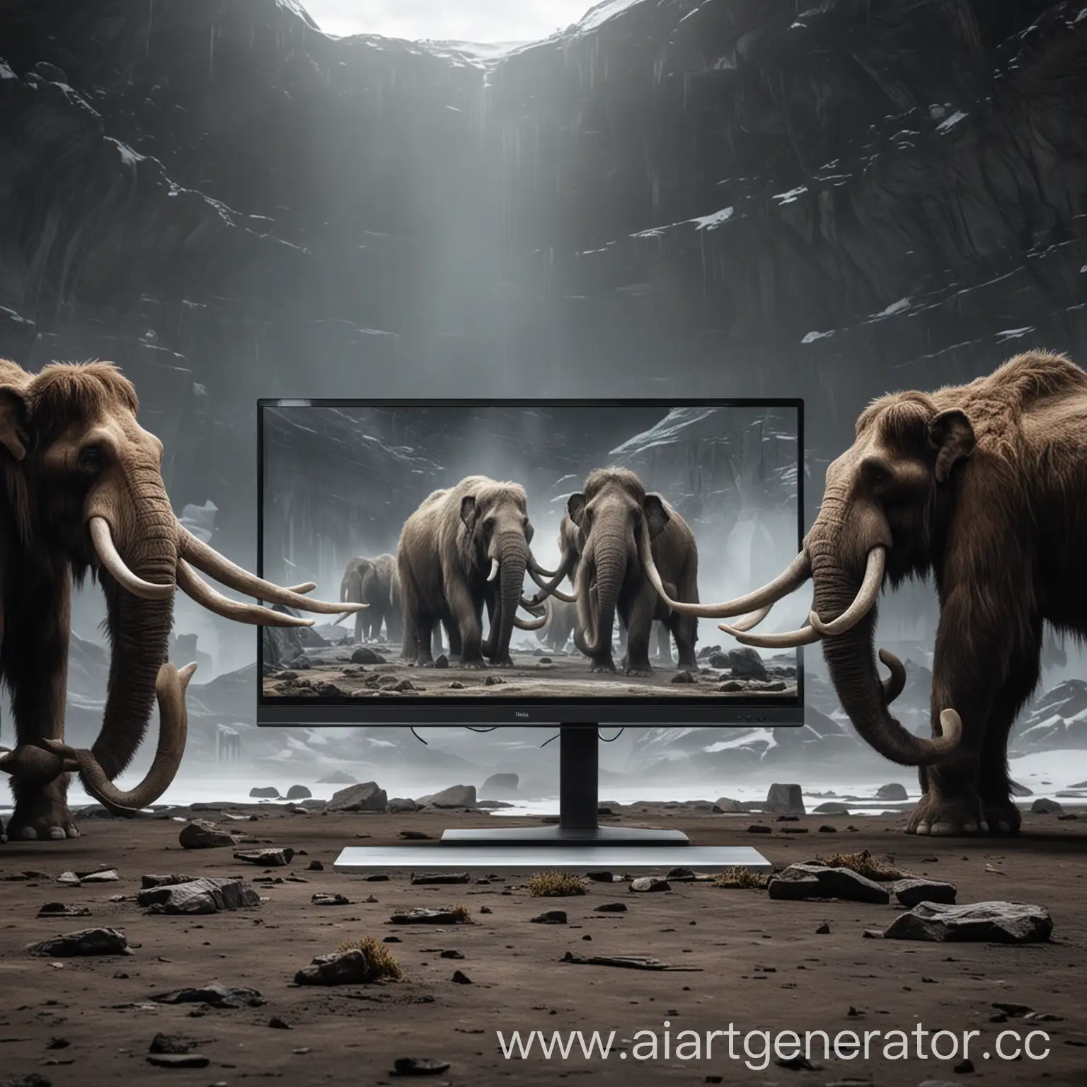 Mammoths-Viewing-Large-Empty-Monitors