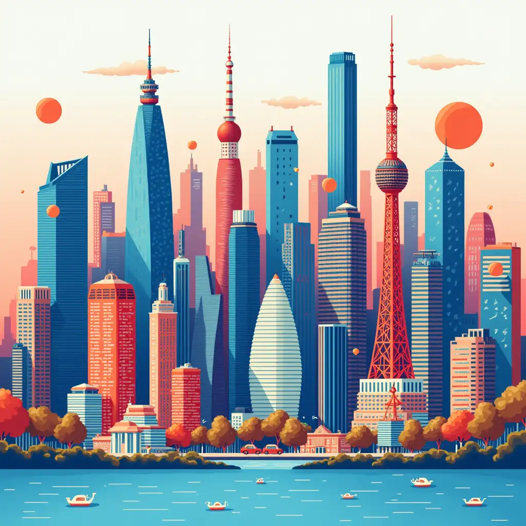 Vibrant Modern Cityscape Blending Singapore Tokyo and New York