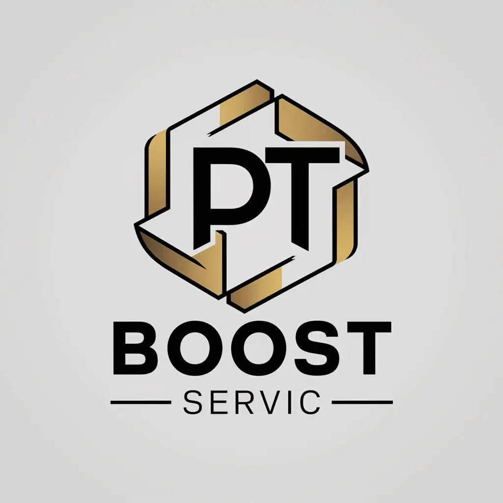 LOGO Design for PT Boost Service Complex Vector Logo with Gold Text on Clear Background