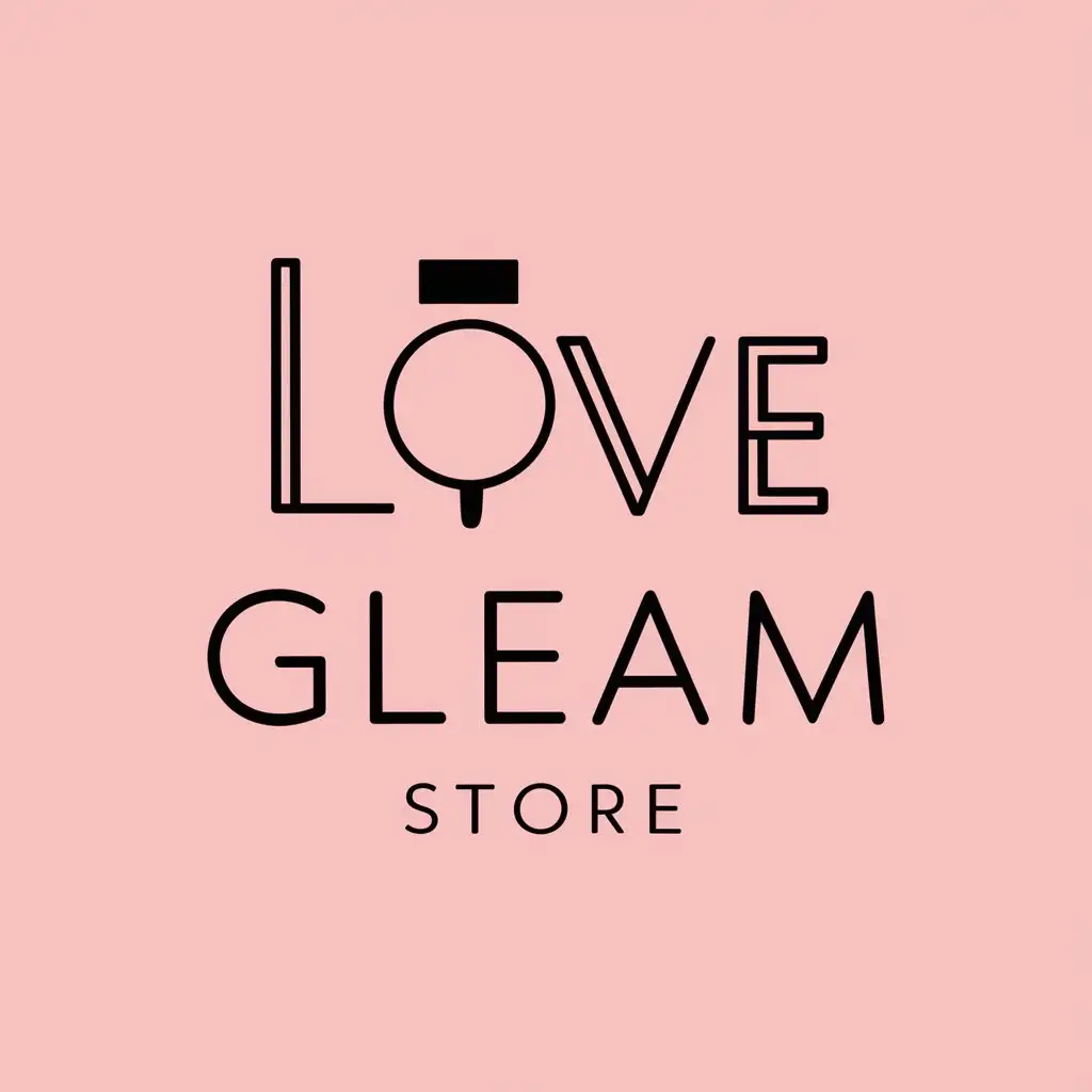 a vector logo design,with the text "LOVE GLEAM STORE", main symbol:Lines, light pink background, (cosmetic symbols),Moderate,clear background