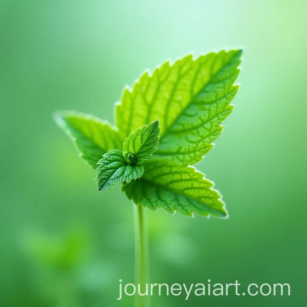 CloseUp-of-Fresh-Mint-Leaf-Floating-in-Air-with-Clear-Background