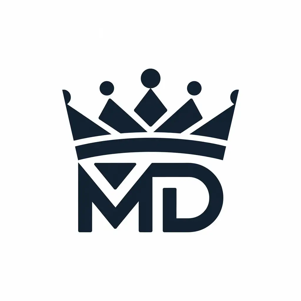 LOGO Design for MD Vector Design with Crown Symbol and Clear Background