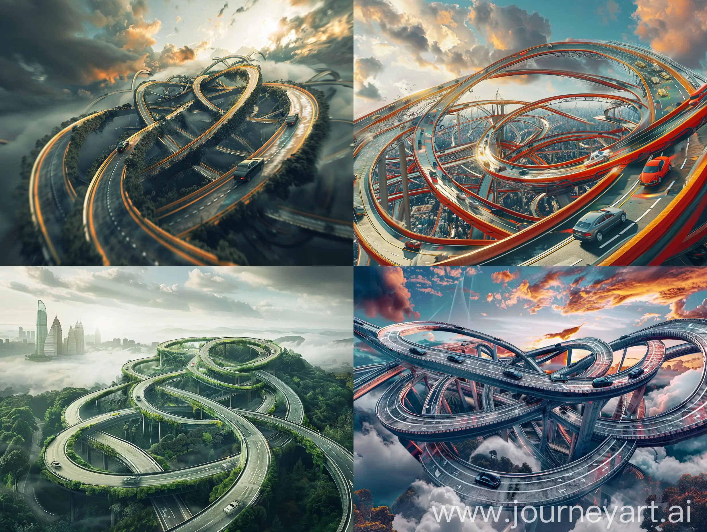 Surreal-Roller-Coaster-Highway-with-3D-Cars-and-Professional-Photo-Retouching