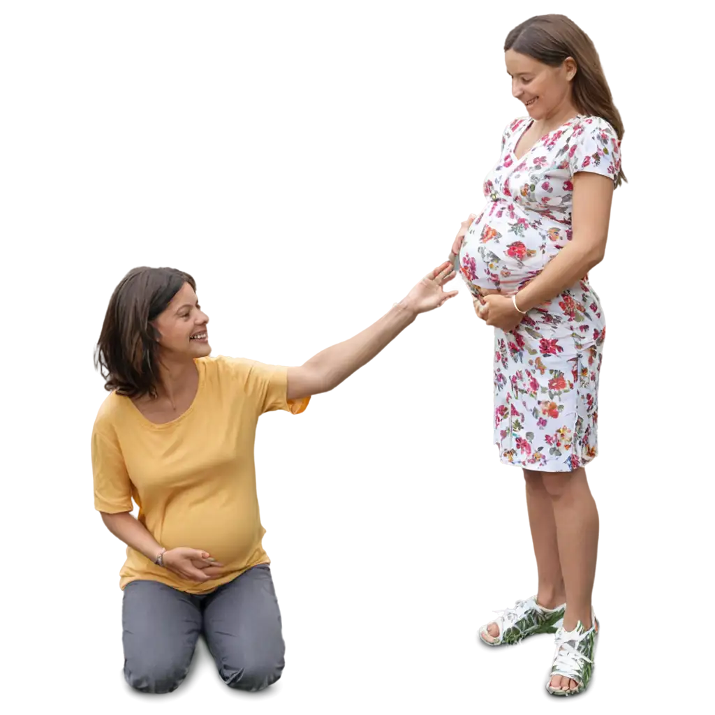 Happy-Pregnant-Mother-Playing-with-Her-2YearOld-Baby-in-a-Garden-PNG-Image-for-Family-and-PregnancyThemed-Projects