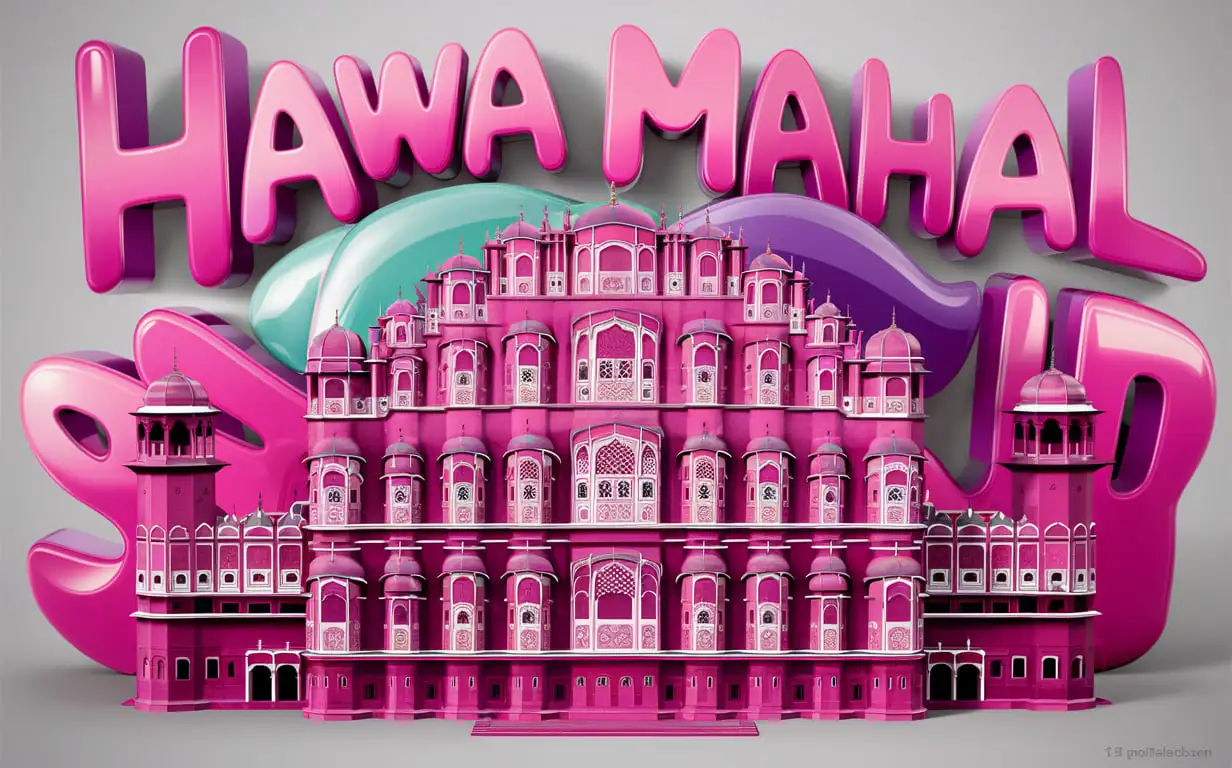 Whimsical-Hawa-Mahal-Jaipur-Artwork-in-Pink-and-Purple