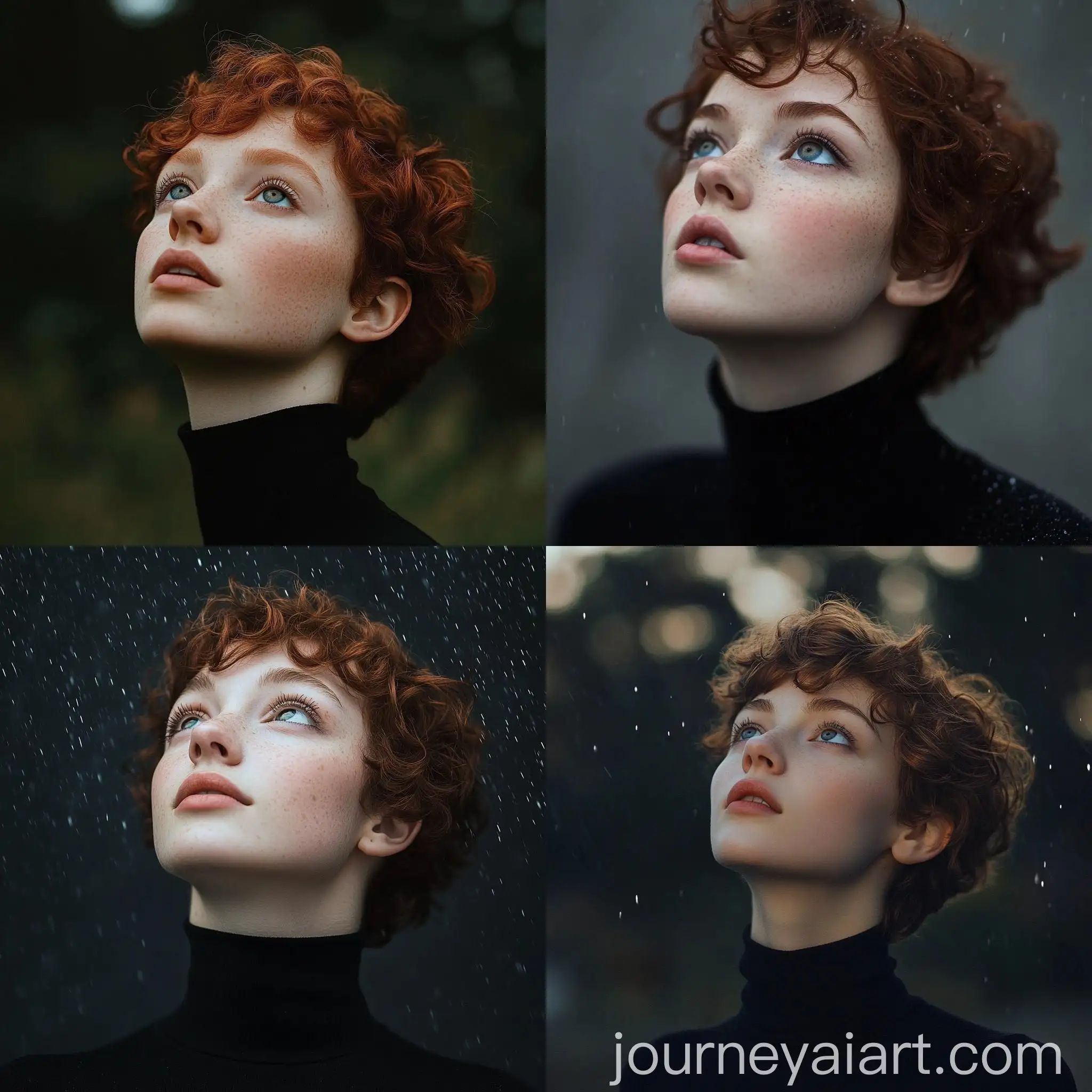 Thoughtful-Young-Woman-with-Heterochromatic-Eyes-in-Rain