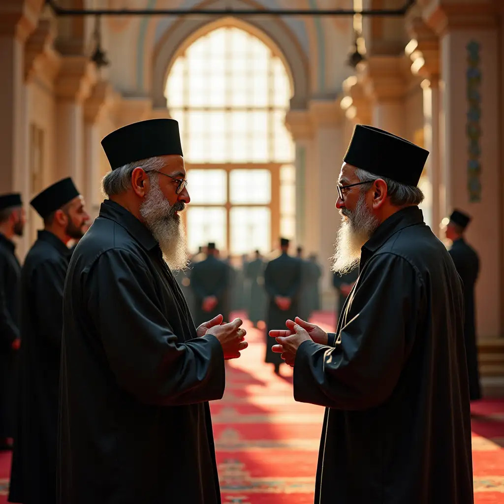 scholars discussing in the mosque