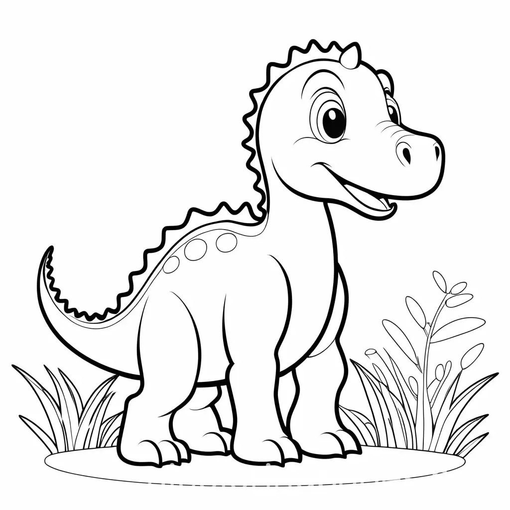 Dinosaur-Coloring-Page-for-Kids-Simple-Line-Art-on-White-Background