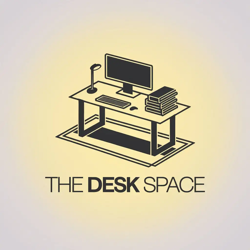 LOGO Design for The Desk Space Minimalistic Yellow Background with Desk Setup Symbol