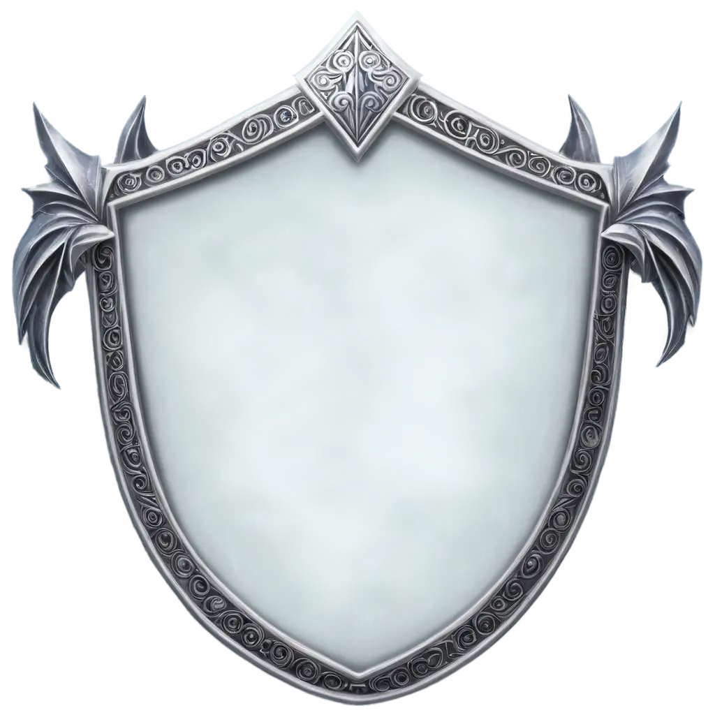 Silver-Shield-Shaped-UI-Frame-PNG-Image-for-RPG-Game-in-Medieval-Fantasy-Style