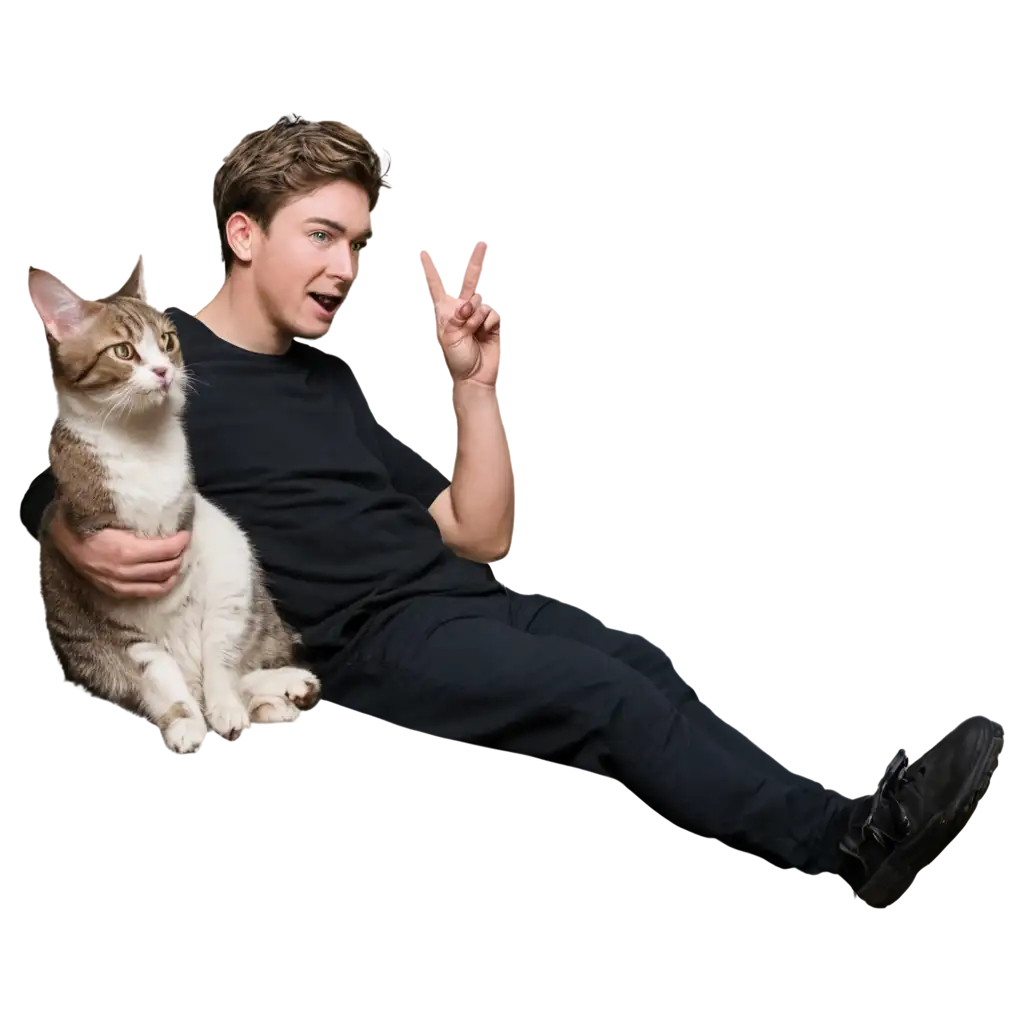 Cat-with-Mr-Beast-PNG-HighQuality-Image-for-Creative-Use